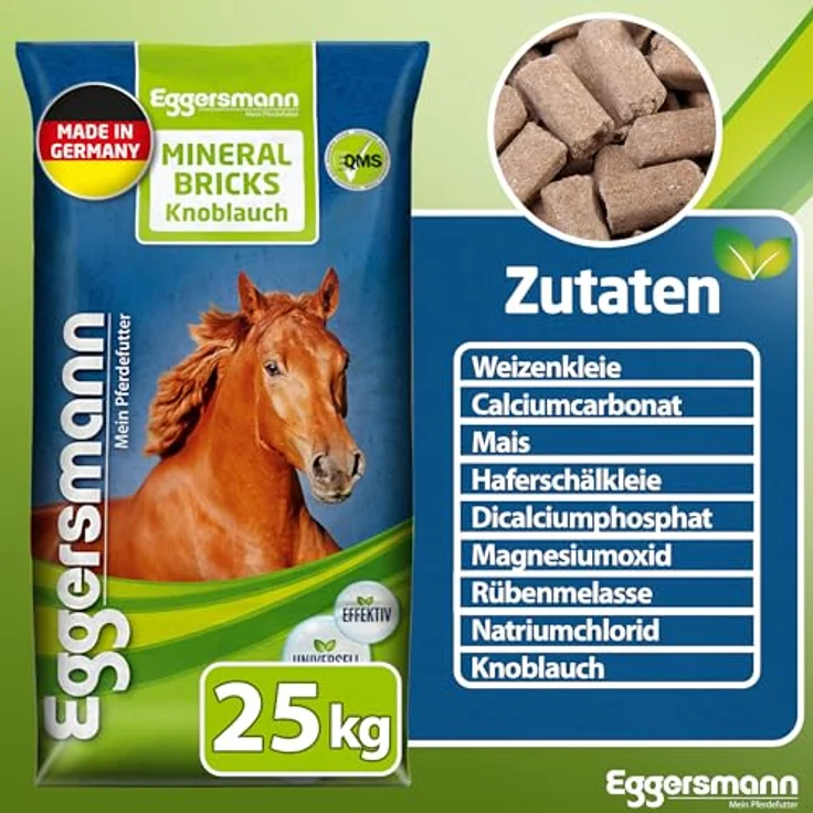 Eggersmann Mein Pferdefutter Mineral Bricks, 25 kg Mineralfutter für Pferde mit Mineralstoffen, Vitaminen und Knoblauch zur Fliegenabwehr – Bild 5