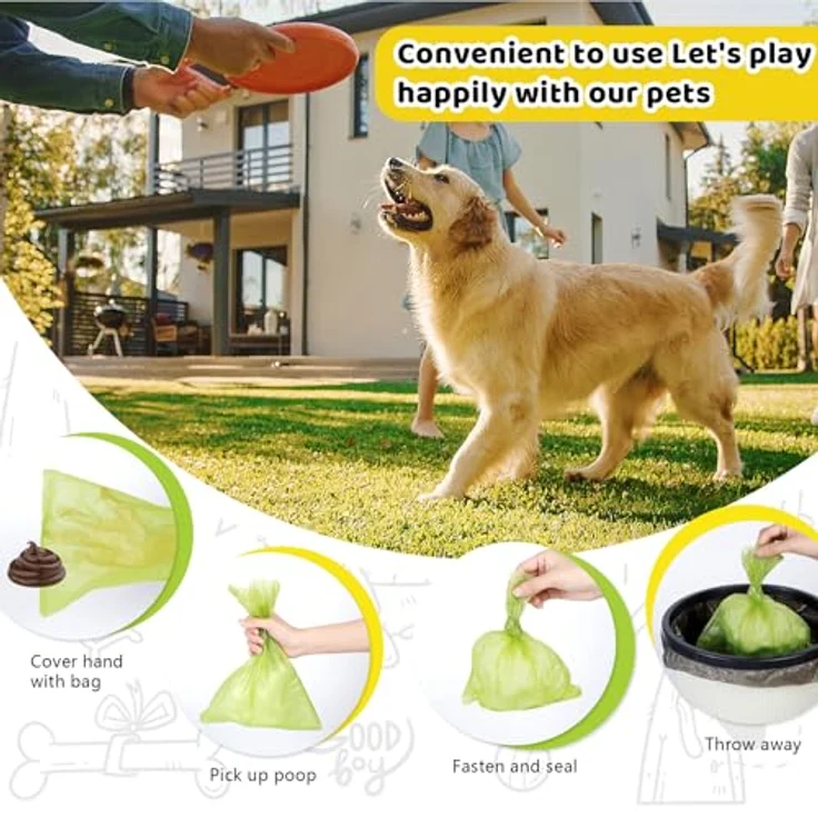 AiQInu Hundekotbeutel 225 Stück, Extra dicke, unparfümierte Kotbeutel, 22 x 30 cm, dunkelgrün, 15 Rollen à 15 Beutel – Bild 3