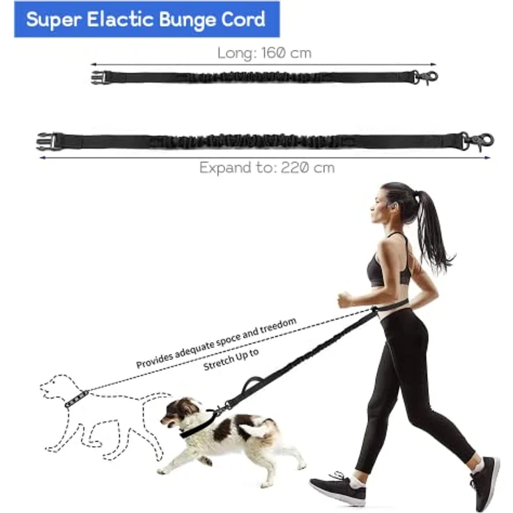 Edipets Joggingleine für Hunde, freihändig, 160-220 cm, Anti-Stress, reflektierend, blau – Bild 4
