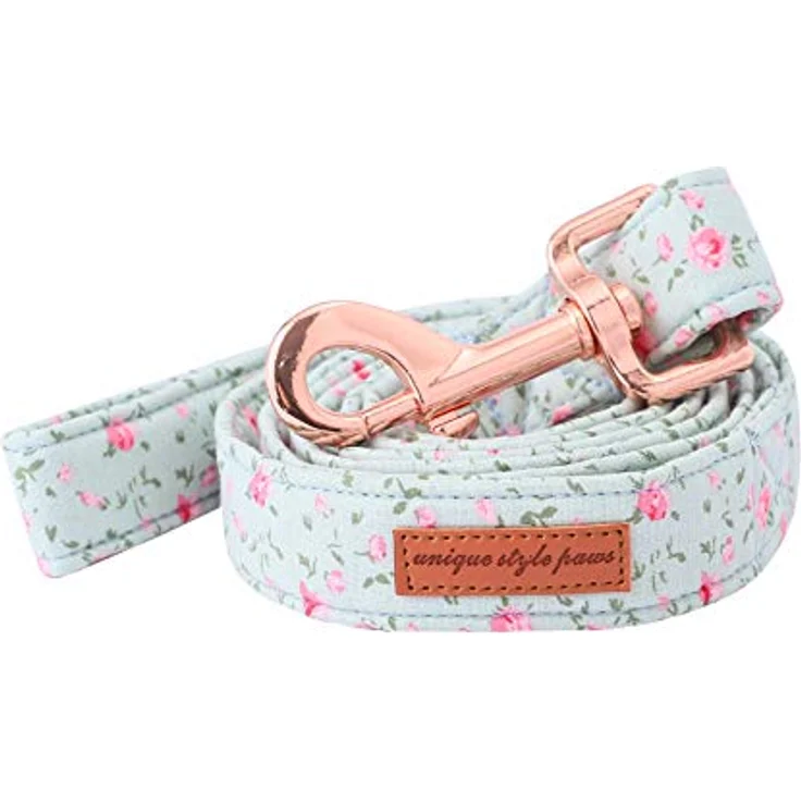 Unique Style Paws Hundehalsband Fliege, verstellbar für kleine bis große Hunde und Katzen, hochwertiges Baumwollmaterial, inklusive Leine – Bild 1