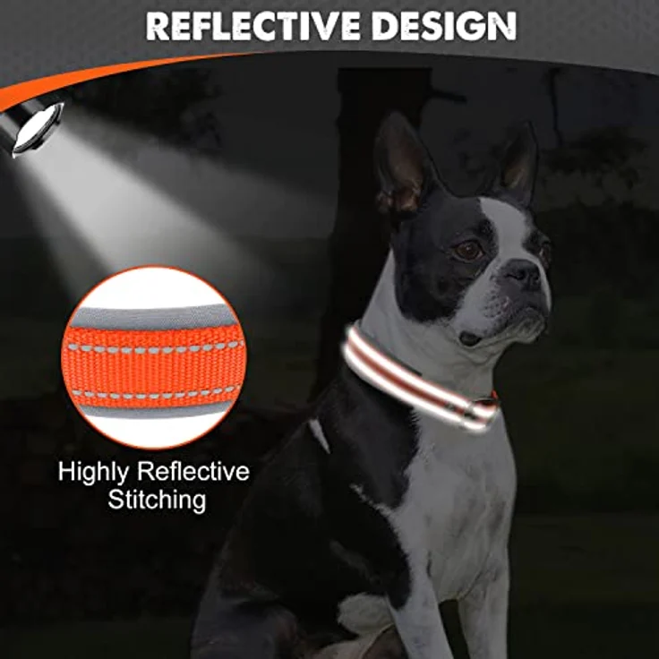 Joytale Hundehalsband, Gepolstertes Neopren Halsband für Mittelgroße Hunde, Reflektierend, Orange – Bild 4