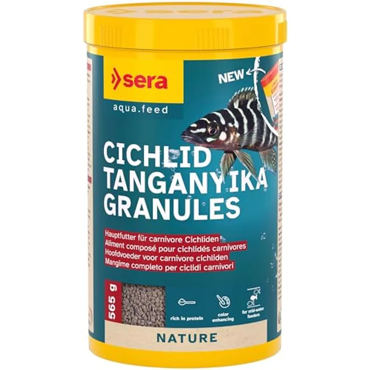 sera Cichlid Tanganyika Granules, langsam sinkendes Granulat für fleischfressende Cichliden mit hohem Proteingehalt, 1.000 ml (565 g)