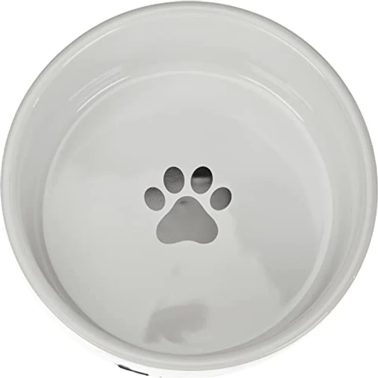 Nobby Keramik Napf Paw, schwarz/weiß mit Anti-Rutsch Silikonring, Ø 17 x 8 cm – Bild 2