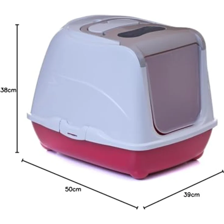 adena Katzentoilette Sondermodell 50, graubeige, mit Haube, Filter, extra Streuschaufel und Anti-Rutsch-Näpfen – Bild 5