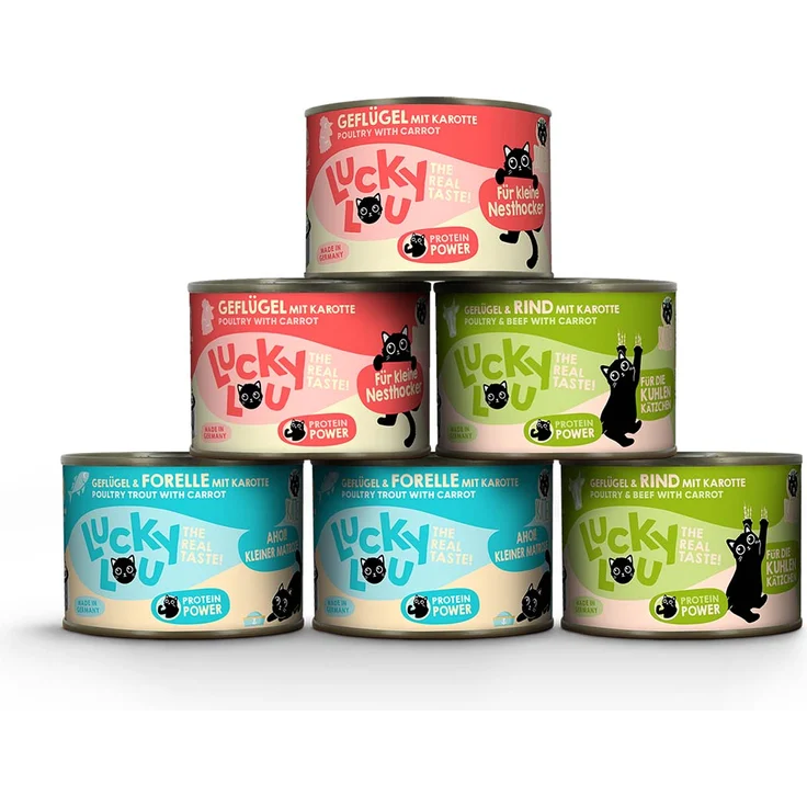 Lucky Lou Lifestage Kitten Multipack, Katzen-Nassfutter ohne Getreide und Zuckerzusatz, 6x200g