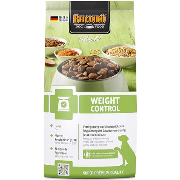 BELCANDO Vetline Weight Control Diätfutter 1,8 kg – Trockenfutter für übergewichtige Hunde & Diabetes Mellitus, Made in Germany