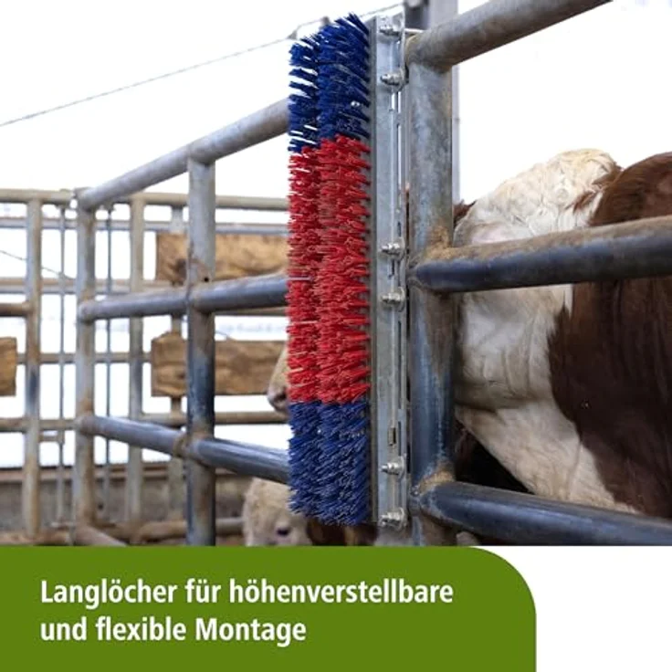 Kerbl Kratzbürste Bully für ITW Rindermast 293130, (1-tlg) mit integrierten Langlöchern, rot/blau – Bild 4