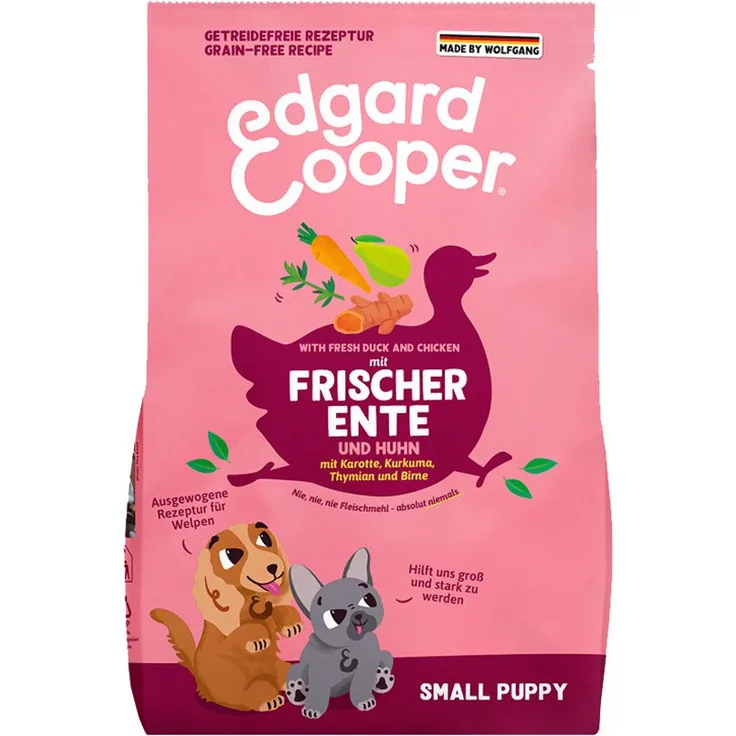 Edgard & Cooper Junior Freilaufente und Huhn S, 3kg getreidefreies Hunde-Trockenfutter mit frischem Fleisch und Gelenkschutz