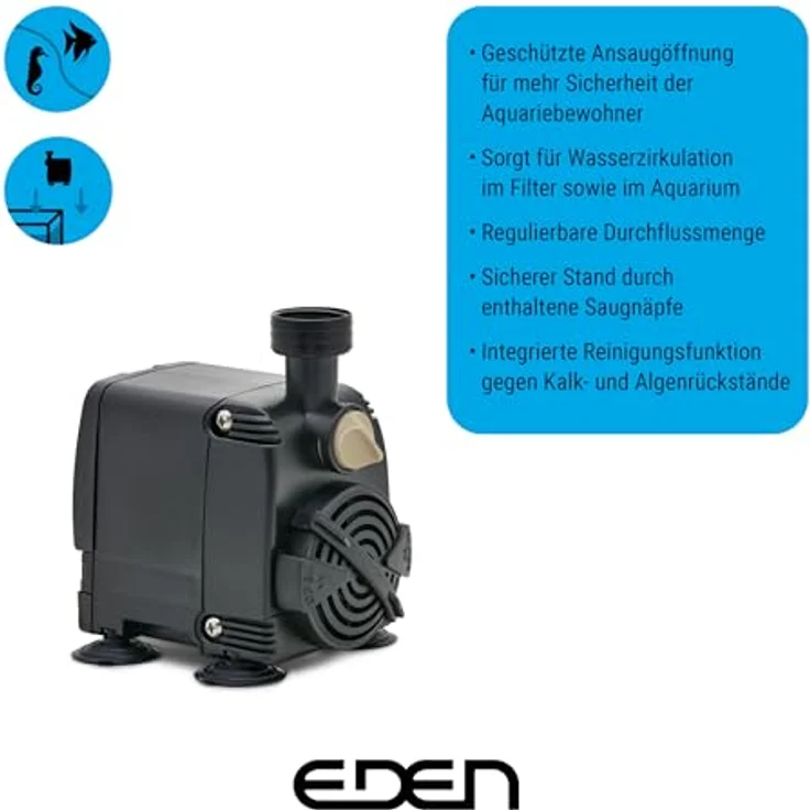 EDEN PAS 3000 Aquarienpumpe, leistungsstarke Förderpumpe mit 2800 l/h, thermischem Überlastungsschutz und variabler Durchflussmenge – Bild 4