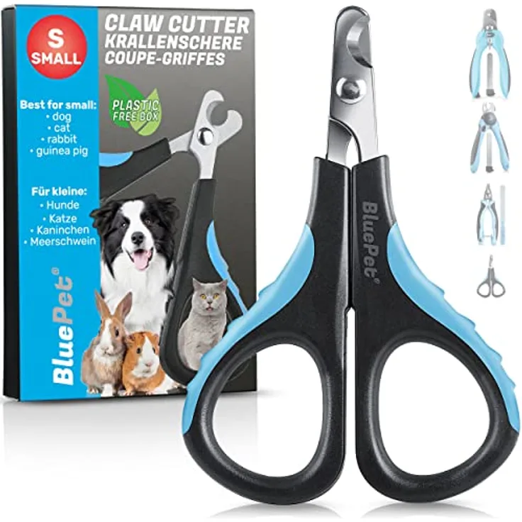 BluePet Mini Krallenschere, kleiner Nagelschneider für Katzen, Hunde, Kaninchen & Welpen, sicher und schmerzfrei, präziser Schnitt