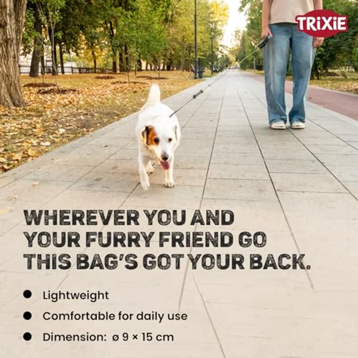 TRIXIE Snack-Tasche 2 in 1, Leckerlibeutel mit Zugband, Gürtelschlaufe, integrierter Kotbeutelspender, reflektierenden Elementen, Baumwolle/Polyester – Bild 4