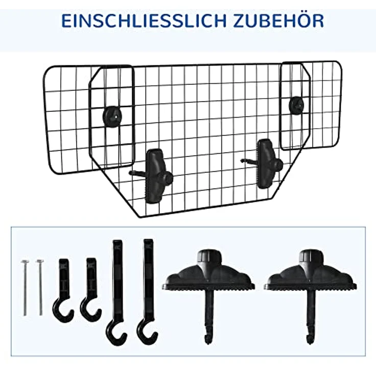 PawHut Hundegitter Auto Universal, Autoschutzgitter für Hunde mit stufenlos verstellbarer Breite 90-120 cm, Trenngitter aus pulverbeschichtetem Metall – Bild 5