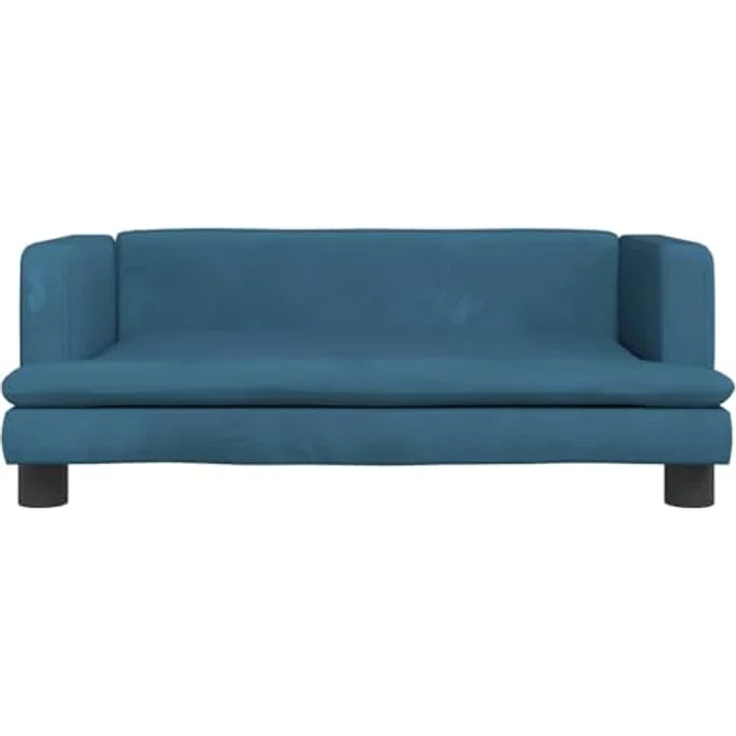 vidaXL Hundekorb Hundebett Blau 80x45x30 cm Samt Körbchen Hundesofa mit massivem Kiefernholzrahmen – Bild 5