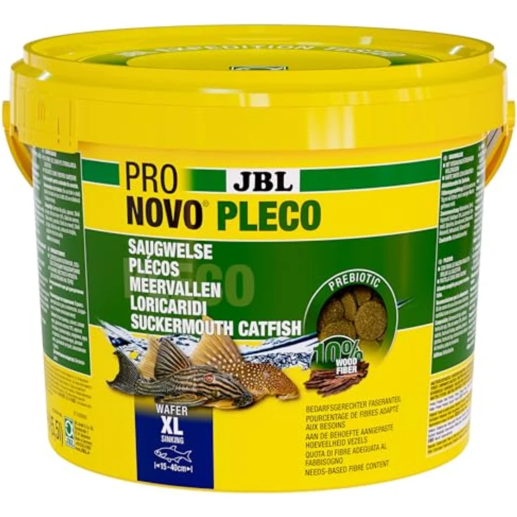 JBL PRONOVO PLECO WAFER, Futterwafer für Saugwelse 15-40 cm, naturnahe Ernährung mit Holzanteil, Größe XL, 5,5 l – Bild 1