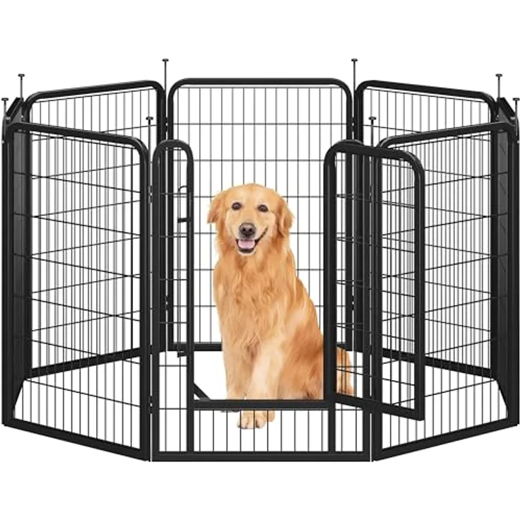 Yaheetech Welpenlaufstall 8 Panels, 100 cm hoch, faltbar, robustes Metall, ideal für kleine bis mittelgroße Haustiere