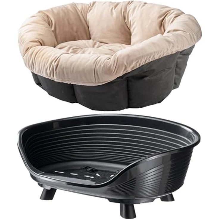 Ferplast Sofa' Throne Hundebett & Katzenbett, waschbar, atmungsaktiv & rutschfest, erhöhtes Design, 73 x 55 x h 32 cm, Schwarz – Bild 5