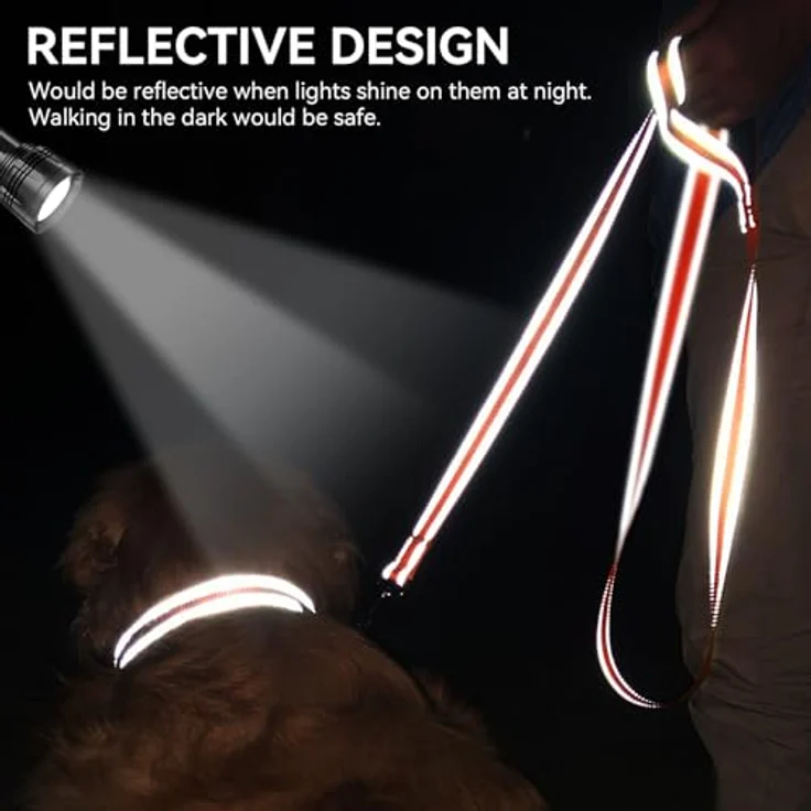 Joytale Hundeleine für große und mittelgroße Hunde, doppelseitig reflektierende Nylonleine mit gepolstertem Griff, 1,8m x 2,5cm, orange – Bild 4