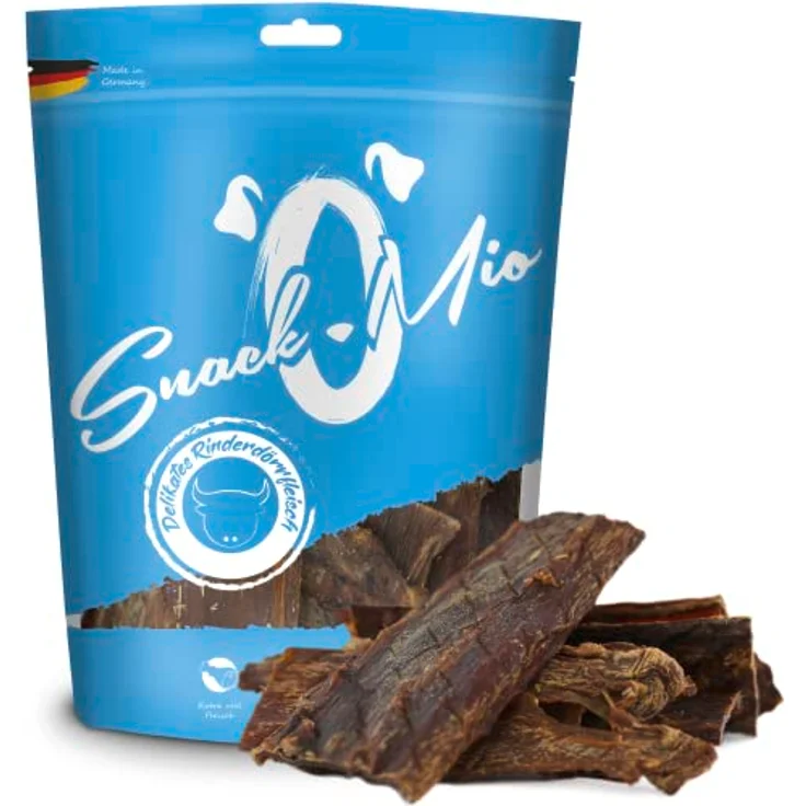 SnackOMio Premium Hundesnack, delikates Rinderdörrfleisch, getreidefrei, 600g – Bild 1