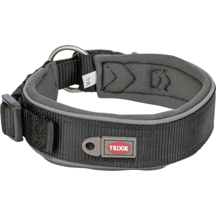 Trixie Premium Halsband L-XL, verstellbar für Hunde mit Halsumfang 53–62 cm, neoprengepolstert, schwarz, reißfestes Gurtband – Bild 1