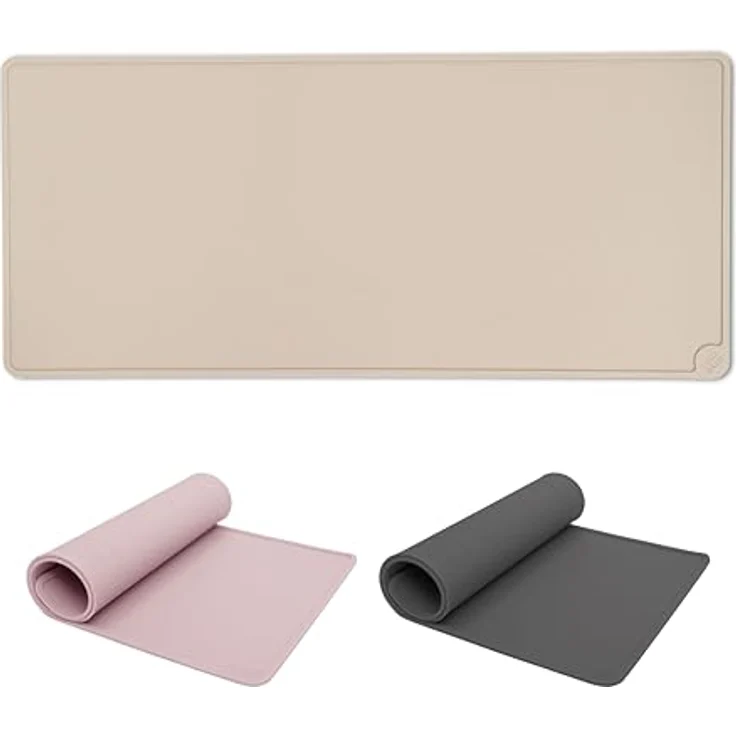 LucyBalu® Square XL Silikon Napfunterlage, 65 x 29 cm, rutschfest und spülmaschinenfest, taupe, ideal für Mehrkatzenhaushalte – Bild 1