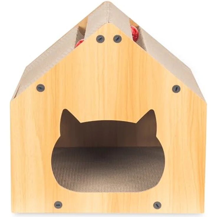 COIL Kratztonne 3in1, Katzenhöhle, Katzenkratzbaum und Katzenbett aus umweltfreundlichem MDF und Kratzpappe, Höhe: 34,5 cm – Bild 5