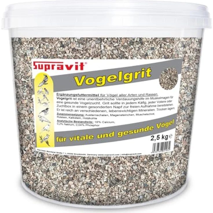 Supravit Vogelgrit 2,5kg – Mineralgrit mit Calcium für Wellensittiche, Papageien, Nymphensittiche, Tauben & Hühner – Verdauungshilfe & Ergänzungsfutter für gesunde Vögel – Bild 1