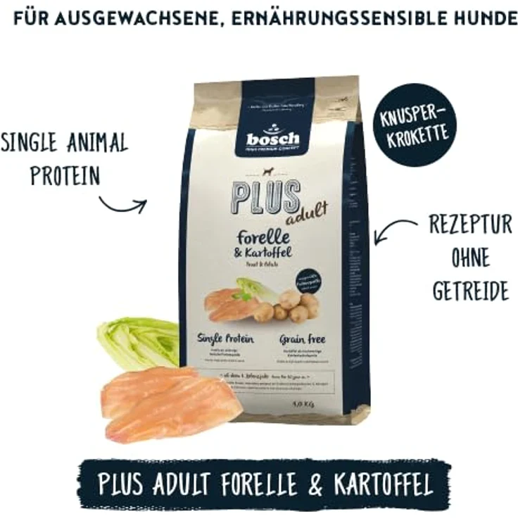 bosch HPC PLUS Forelle & Kartoffel, Hundetrockenfutter für ausgewachsene Hunde, Grain-Free, Single Protein, 2.5 kg – Bild 2