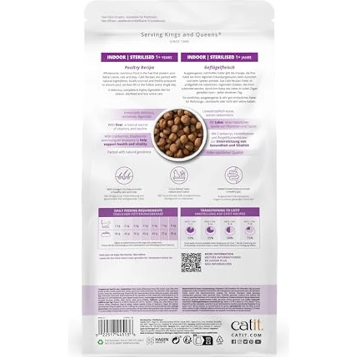 Catit Recipes - Premium Trockenfutter für Katzen mit Geflügelfleisch, Alleinfuttermittel für sterilisierte Hauskatzen, 400g, reich an Omega-3 und ohne Getreide – Bild 2