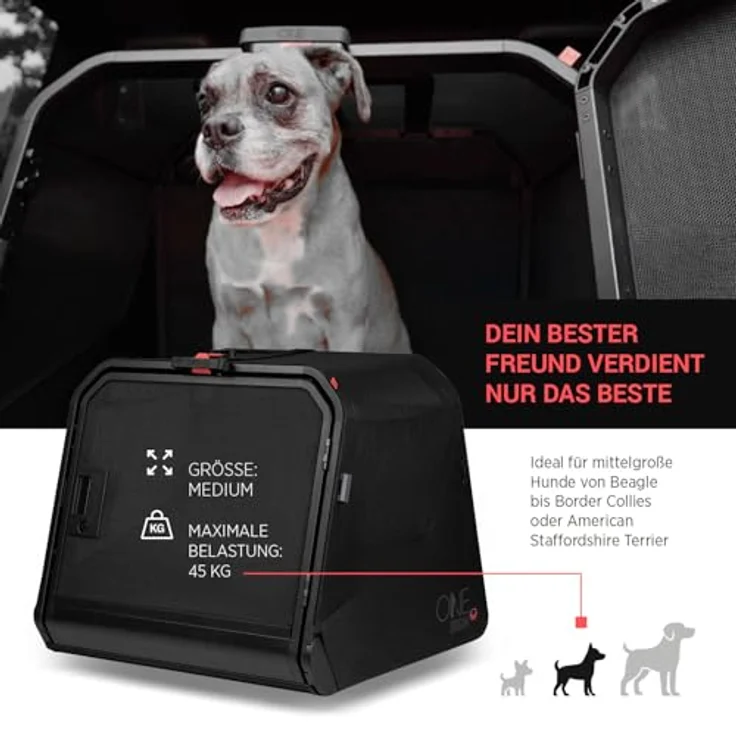 4pets 1ONE1 Origami Hundetransportbox, faltbar, sichere Hundebox fürs Auto, 4 Größen (S, M, L, XL) – Bild 5