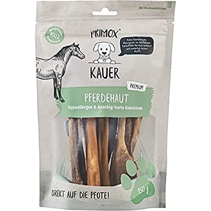Primox Pferdehaut 150g, fettarmer und hypoallergener Hundesnack