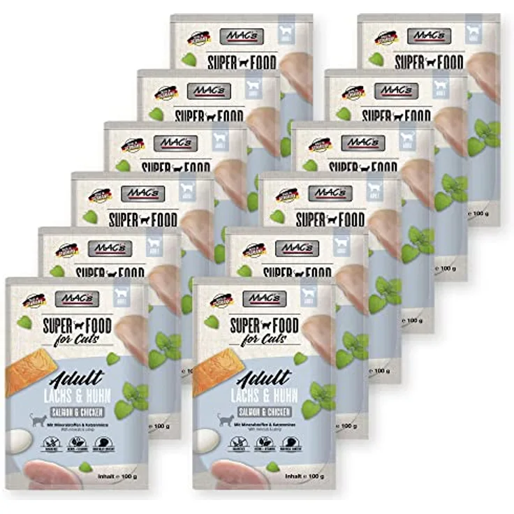 MAC's Lachs & Geflügel, Katzen-Nassfutter, 12 x 100 g, mit 35% Geflügel und 32% Lachs