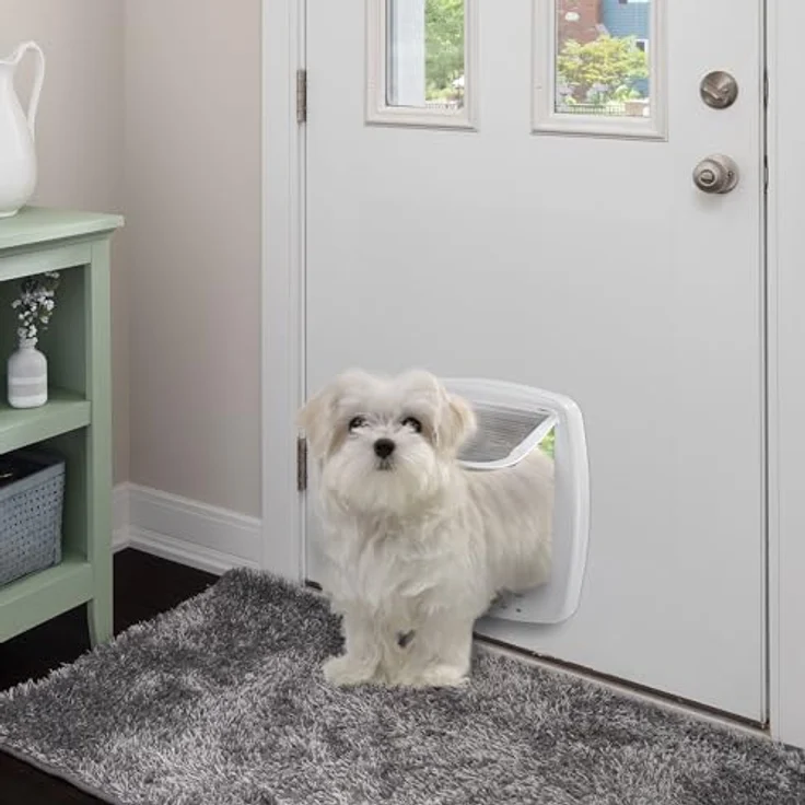 Ferplast SWING 9, Katzen- und Hundeklappe mit 4-Wege-Verriegelung, Pendeltür mit Zugluftschutz, Weiß, für große Katzen und mittelgroße Hunde – Bild 2