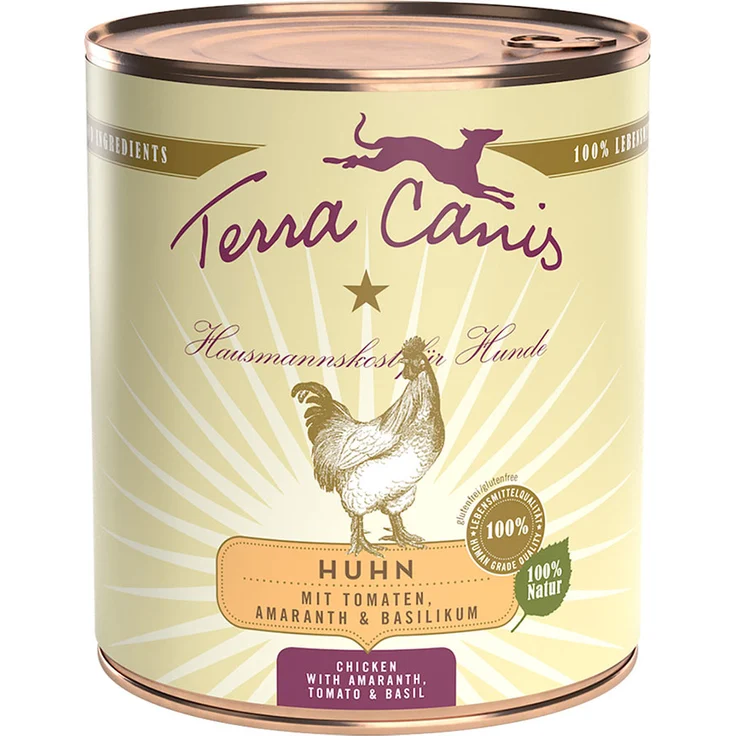Terra Canis Sparpaket Hundefutter 12 x 800 g - Huhn mit Amaranth, Tomaten & Basilikum, natürliche Zutaten in Lebensmittelqualität