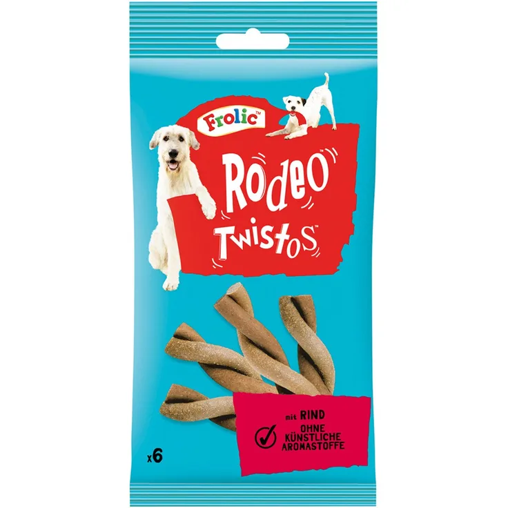 Frolic Rodeo Twistos Rind, proteinreicher Hundesnack mit hohem Fleischanteil, 6 Sticks (105g)