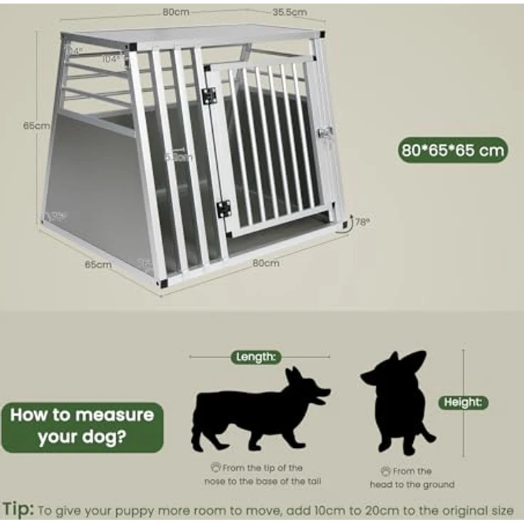 EUGAD Tiertransportbox, Hundetransportbox Alu Reisebox Autobox XL Silber, Sicherheitsverschluss, gute Belüftung, Kunststoffschutz - Preisvergleich – Bild 3
