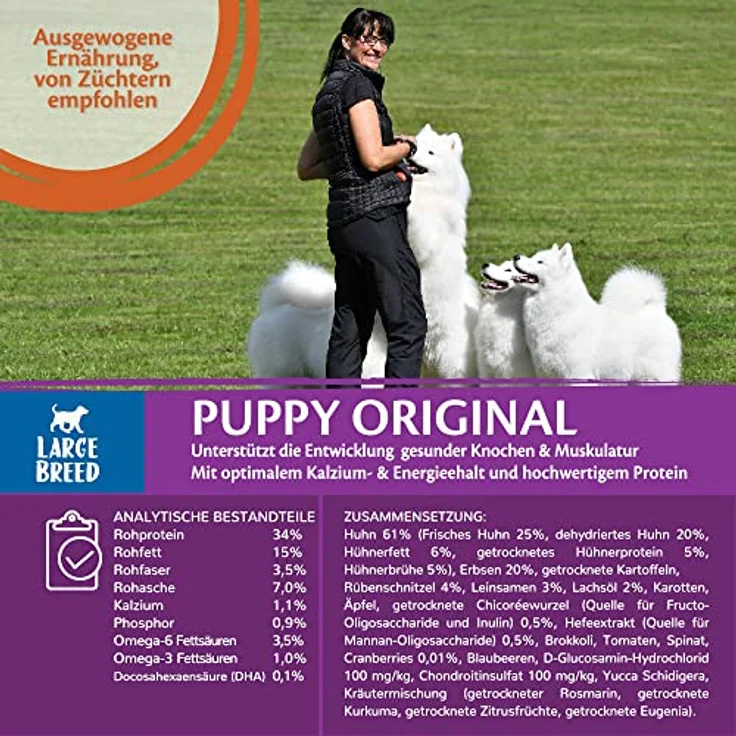 Wellness CORE Large Breed Puppy Original, Trockenfutter für große Welpen, Huhn, 2,75 kg, getreidefrei, hoher Fleischanteil, ohne Zuckerzusatz – Bild 3