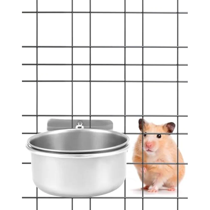 QWORK® 2er-Set Edelstahl Vogel Futternapf zum Einhängen, Rost- und korrosionsfest, für Papageien und Kleintiere, 10x4.5 cm – Bild 2