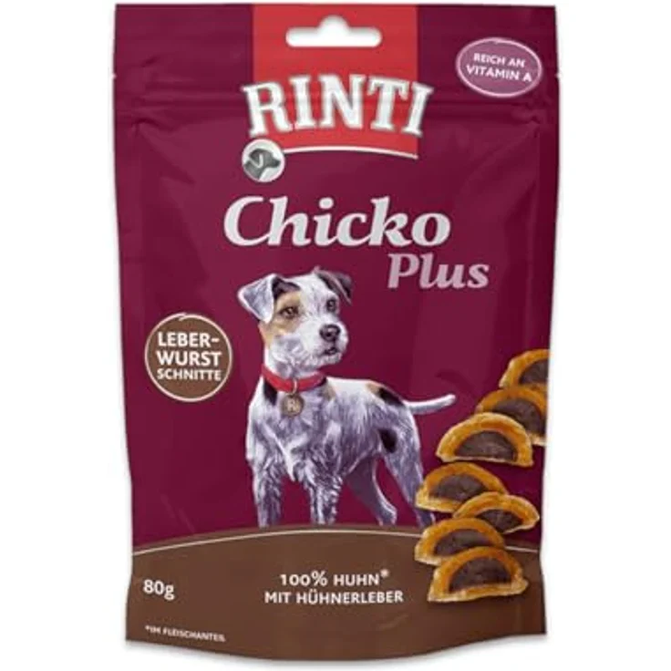 Rinti Chicko Plus Leberwurstschnitte, 3er Pack 3 x 80 g, Hühnerbrustfilet mit Hühnerleber gefüllt, schonend luftgetrocknet ohne Zusatzstoffe – Bild 2