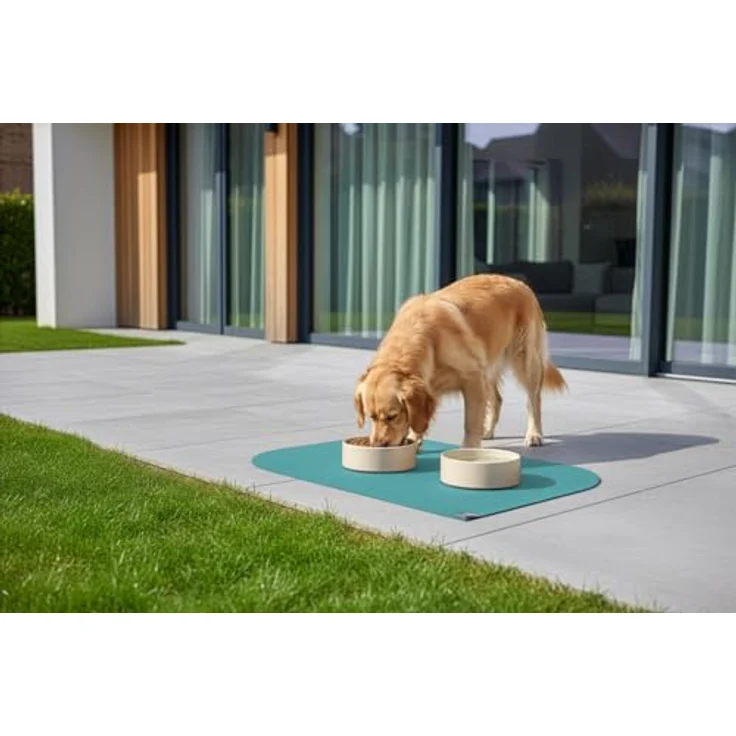 SANOZOO® Napfunterlage „Blatt“, beidseitig rutschfest & waschbar, Futtermatte für Hund & Katze, Made in Germany Petrol 60 x 90 cm – Bild 3