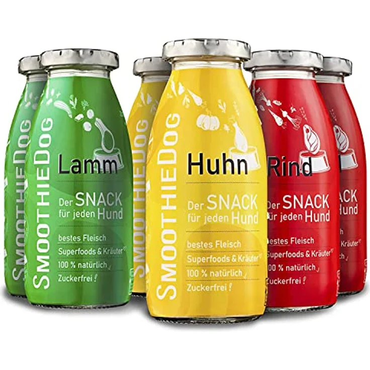 SmoothieDog Hunde Smoothie 6er Mix, flüssiges Hundeleckerli mit Huhn, Rind & Lamm, zucker- & glutenfrei, je 250ml – Bild 1