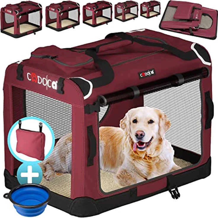 Cadoca Hundetransportbox faltbar Größe XL Dunkelrot – Bild 2