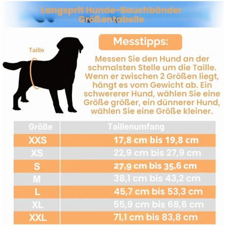 Langsprit Bauchbänder für Männer, hochabsorbierende Hundewickel für männliche Hunde, waschbar, 3 Stück, schwarz, mittel – Bild 2