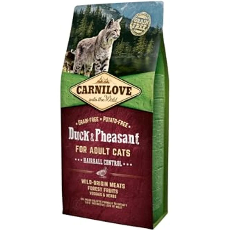 Carnilove Cat Adult - Duck und Pheasant, Getreidefreies Trockenfutter für ausgewachsene Katzen, 2kg, Hairball Control – Bild 1