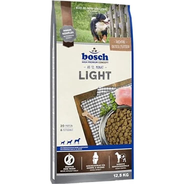 Bosch Light Hundefutter, Trockenfutter mit 6% Fett und 7% Rohfaser, 12,5 kg