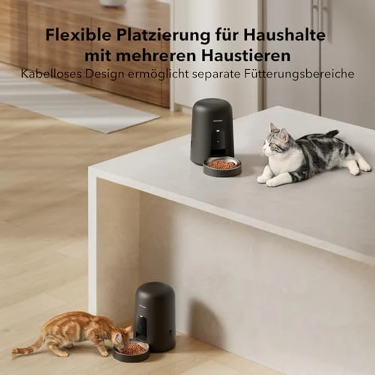 PETLIBRO Futterautomat Katze, Kabelloser 2,4G WiFi Futterspender mit APP-Steuerung, 2L Edelstahlnapf, Wiederaufladbarer Akku mit 30 Tagen Laufzeit – Bild 5