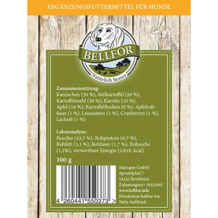 Bellfor Knabber-Schmaus Getreidefrei Hundekekse mit frischem Kaninchenfleisch, glutenfreie Leckerli zur Zahnpflege, 100 g – Bild 3