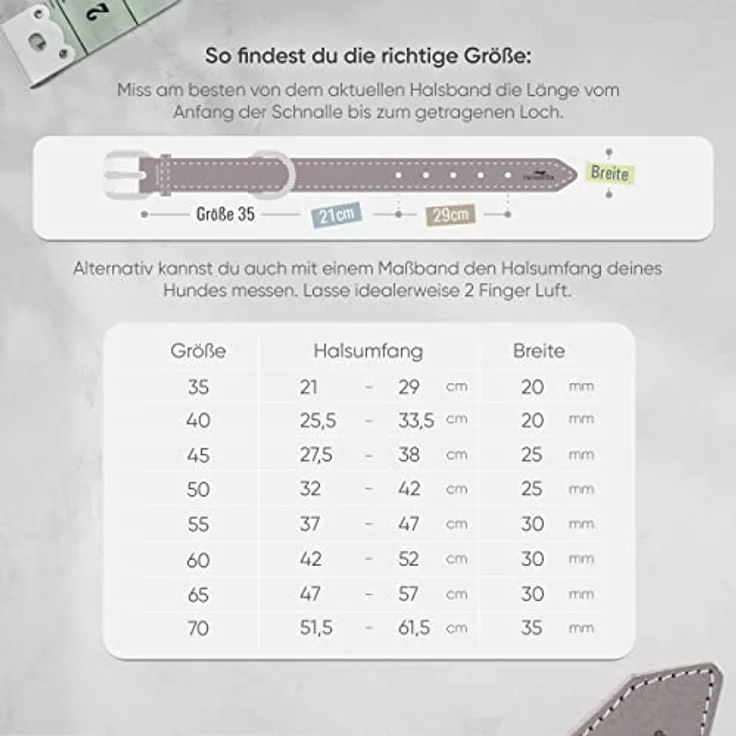 FREUDENTIER® Hundehalsband Model “Amstelpark”, aus gefüttertem Vollnarbenleder, grau-braun, für Halsumfang 27.5-38cm – Bild 2