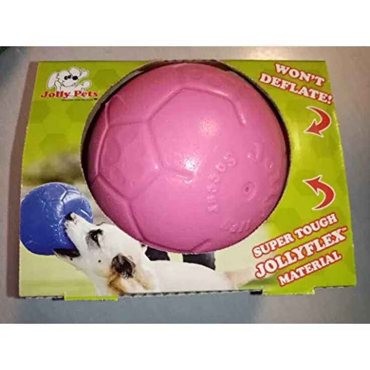Jolly Pets Jolly Soccer Ball Rosa L (20 cm), bissfestes Hundespielzeug aus Jollyflex-Material, schwimmfähig, Vanilleduft