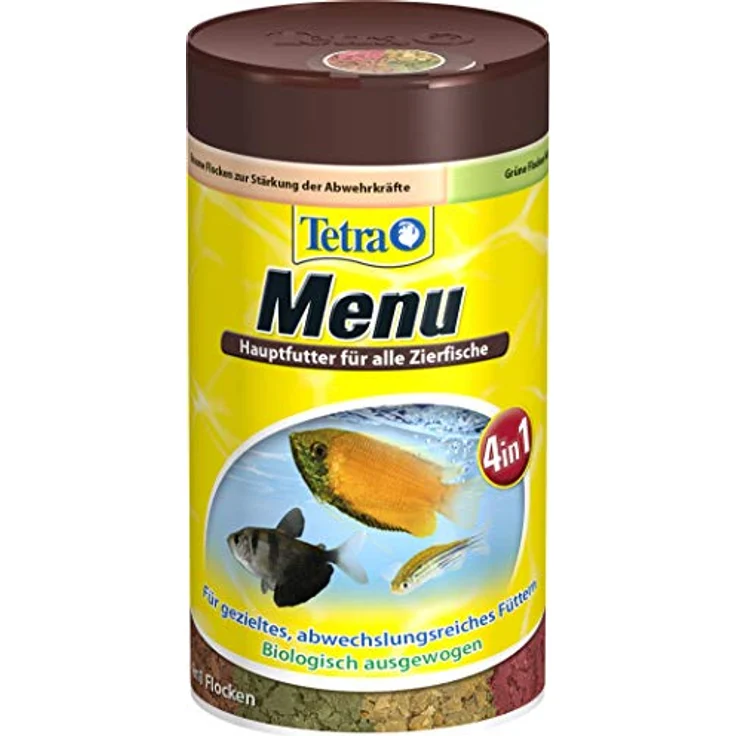 Tetra Min Menu Fischfutter, Hauptfuttermix mit 4 Spezialflocken in getrennten Kammern für alle Zierfische, 100 ml Dose – Bild 2