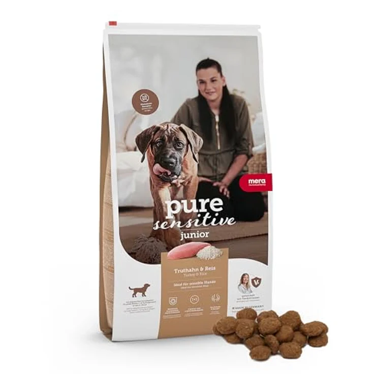 MERA Pure Sensitive Junior mit Truthahn & Reis (4kg), leicht verdauliches Welpenfutter für große Rassen ab 6 Monaten, ohne Weizen, Made in Germany – Bild 1